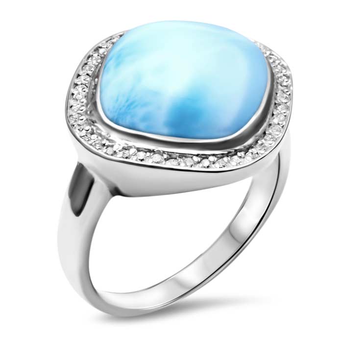 Clarity Cushion Larimar Ring