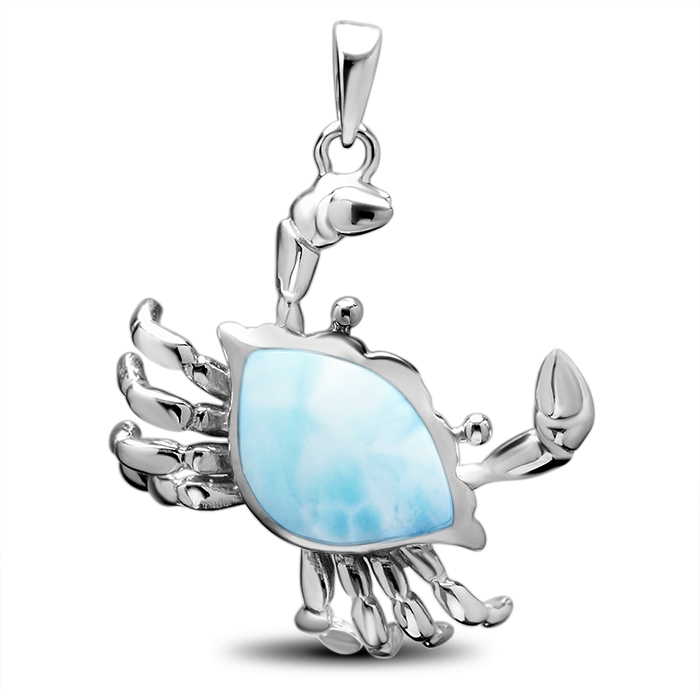 Crab Necklace in sterling silver and Larimar 