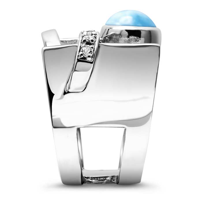 Statement ring in Sterling silver with larimar