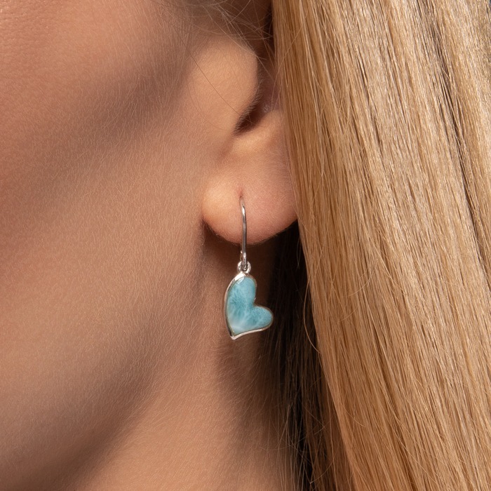 Sterling Silver and Larimar Earrings for Pierced Ears
