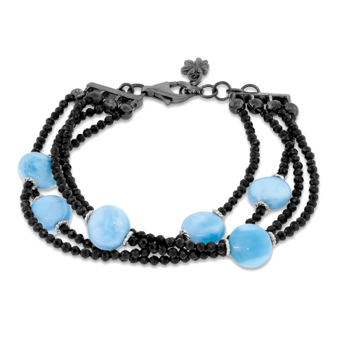black spinel bracelet in silver and larimar by marahlago