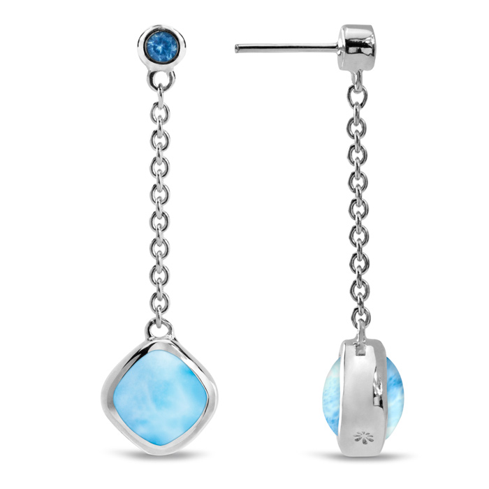 marahlago larimar Hideaway Blue Spinel Larimar Earrings jewelry