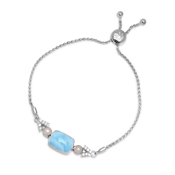 Pearl Bracelet with larimar