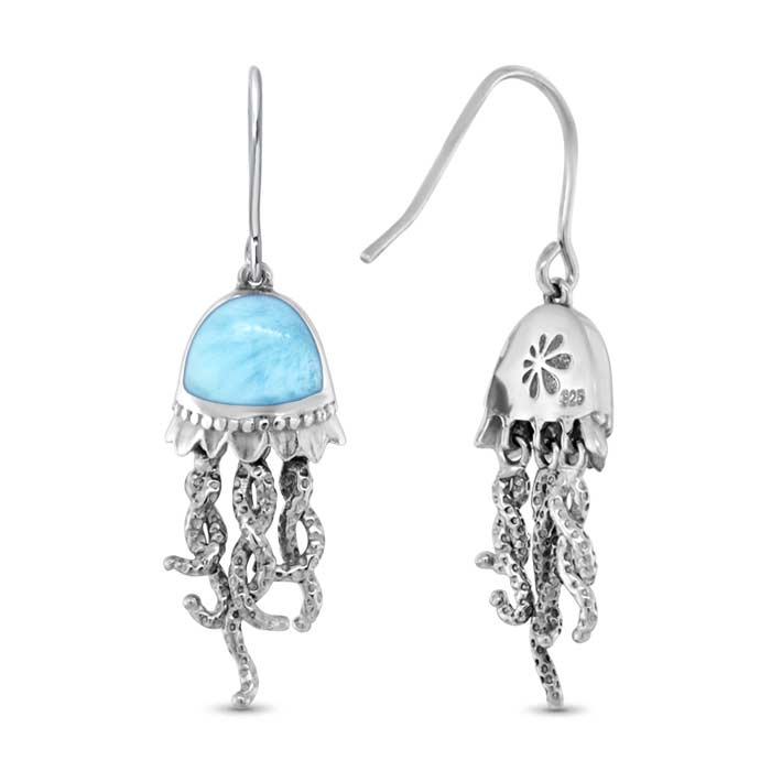 Jellyfish Earrings with Larimar Gemstone