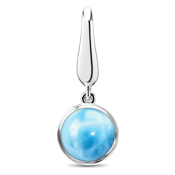 Larimar Sterling Silver Liquido Pendant Necklace Marahlago Jewelry round Gemstone 