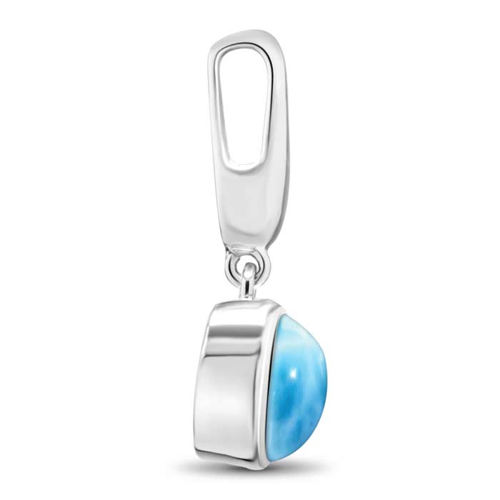Larimar Sterling Silver Liquido Pendant Necklace Marahlago Jewelry round Gemstone