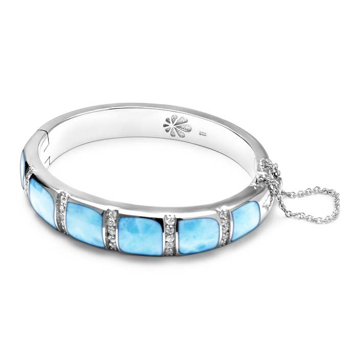 Bangle bracelet in sterling silver with larimar by marahlago