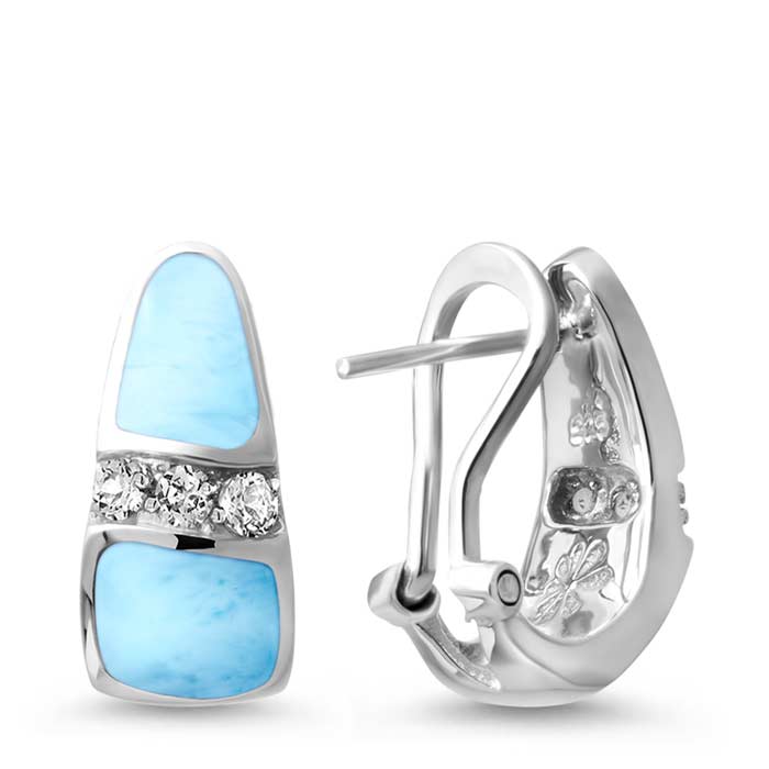 Omega Earrings with larimar and silver by marahlago