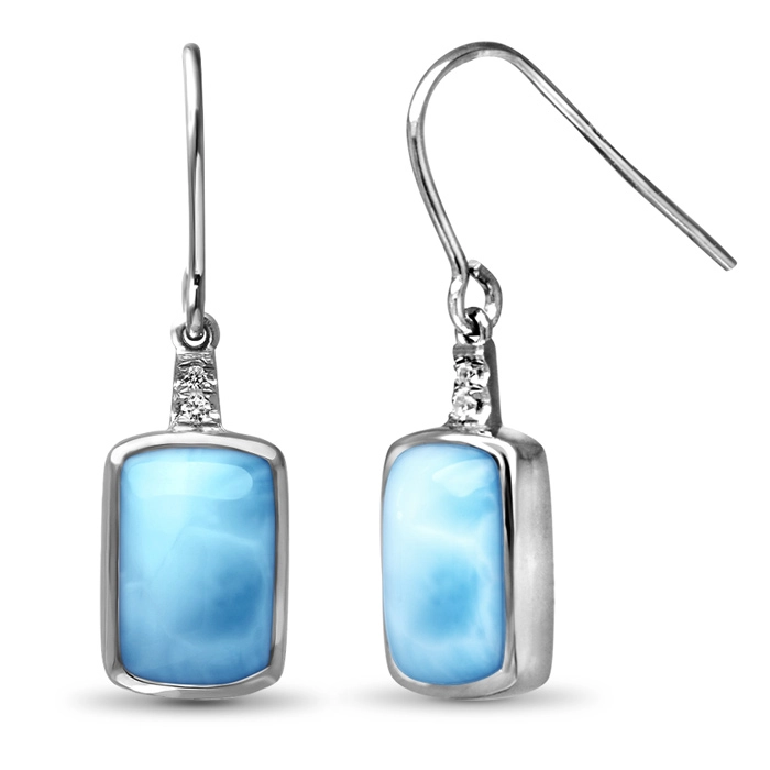 Larimar Sterling Silver Maris Wire Earrings Marahlago Jewelry White Sapphire 