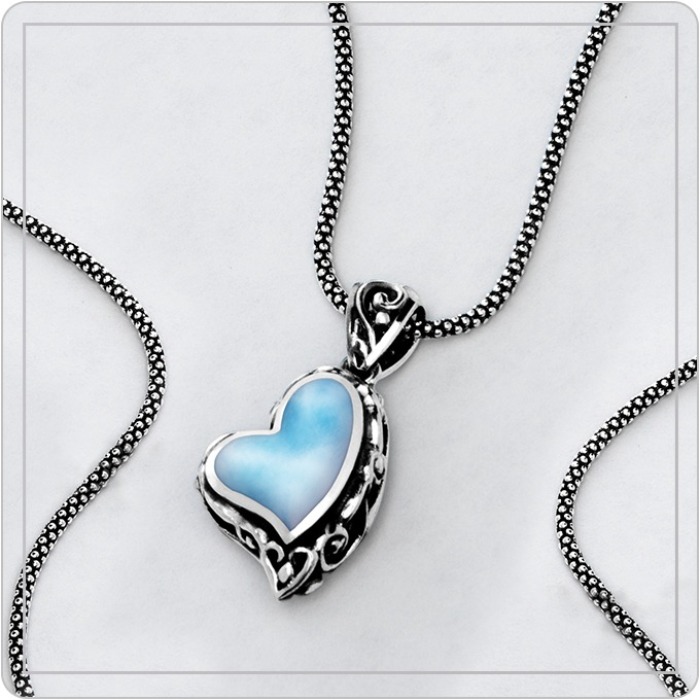 marahlago larimar silver Heart Larimar Necklace 