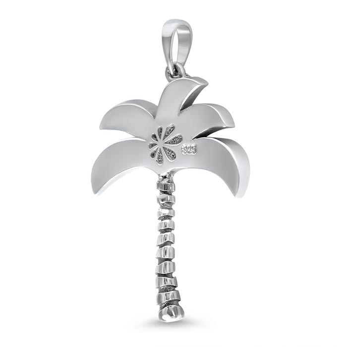 Palm Tree Necklace in oxidized silver with larimar stones by Marahlago Larimar