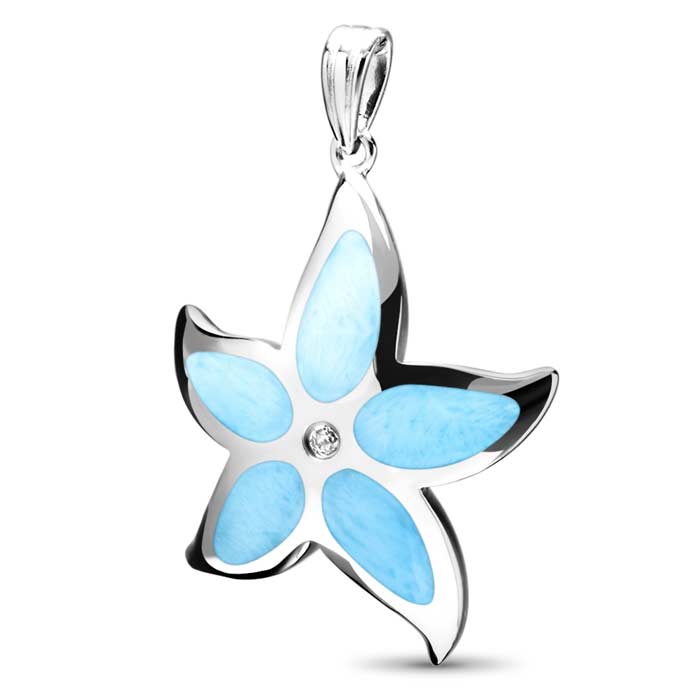 Starfish Necklace with silver and Larimar