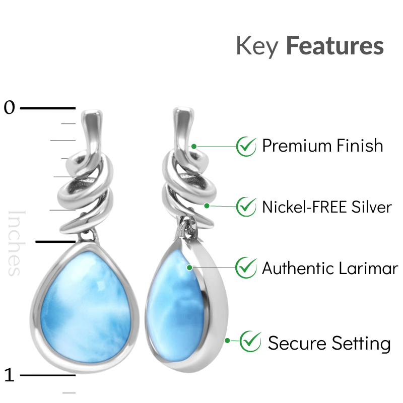 Larimar Sterling Silver Muse Post Earrings Marahlago Jewelry pear Gemstone 