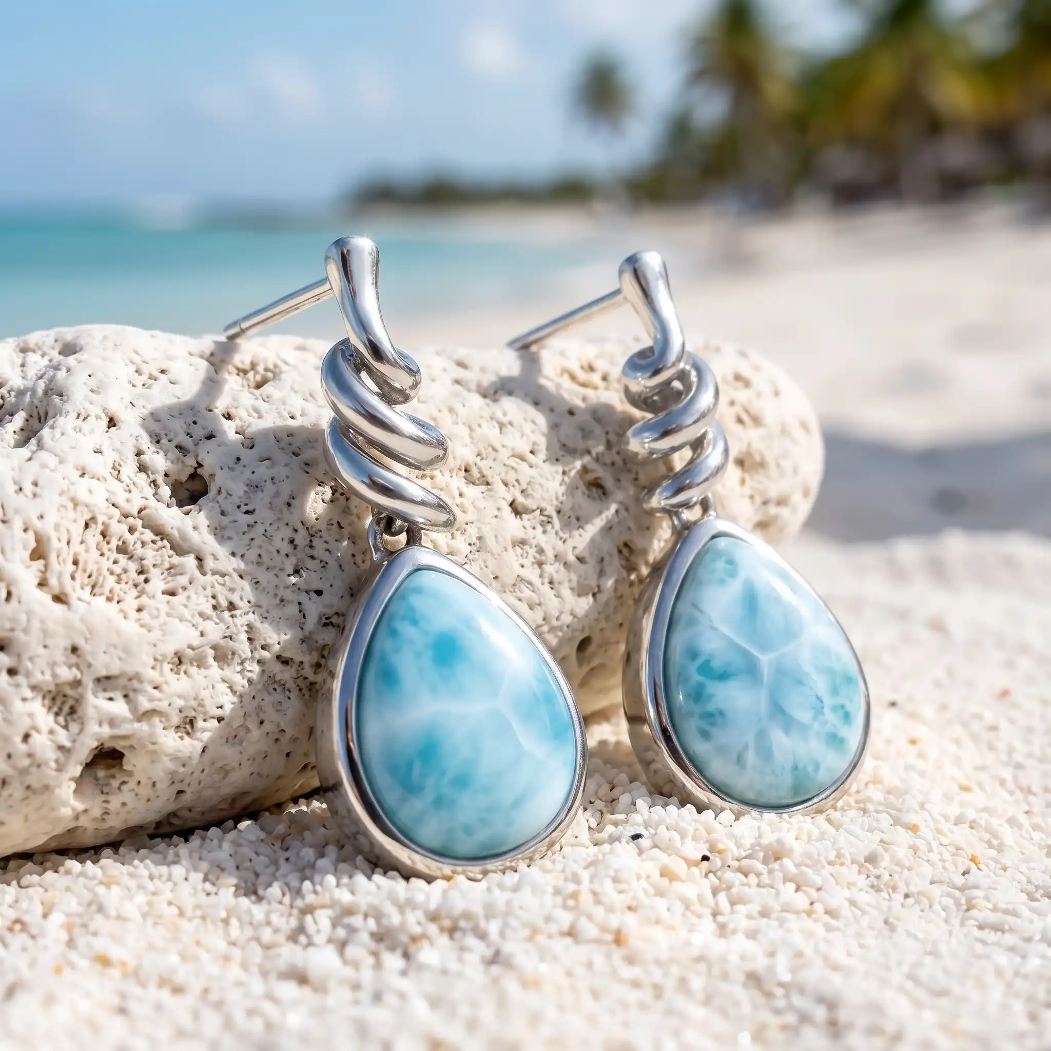 Larimar Sterling Silver Muse Post Earrings Marahlago Jewelry pear Gemstone 