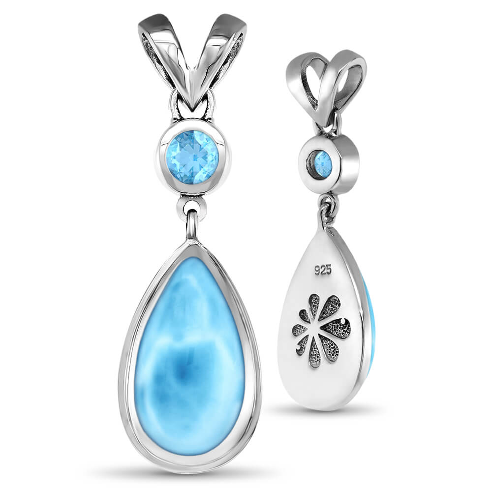 Blue Topaz Necklace in silver with larimar by marahlago