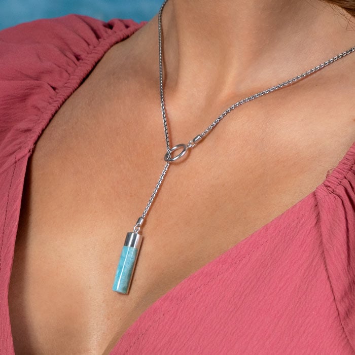 Larimar Sterling Silver Castaway Pendant Necklace Marahlago Jewelry 