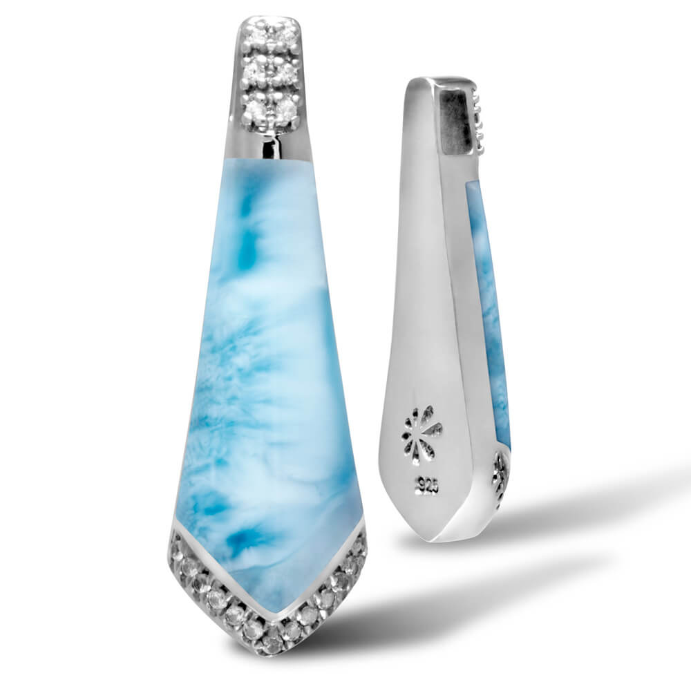 Larimar Sterling Silver Drift Pendant Necklace Marahlago Jewelry White Sapphire 