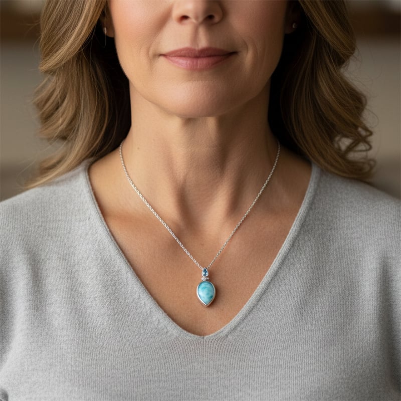Esme Larimar Necklace in sterling silver by Marahlago