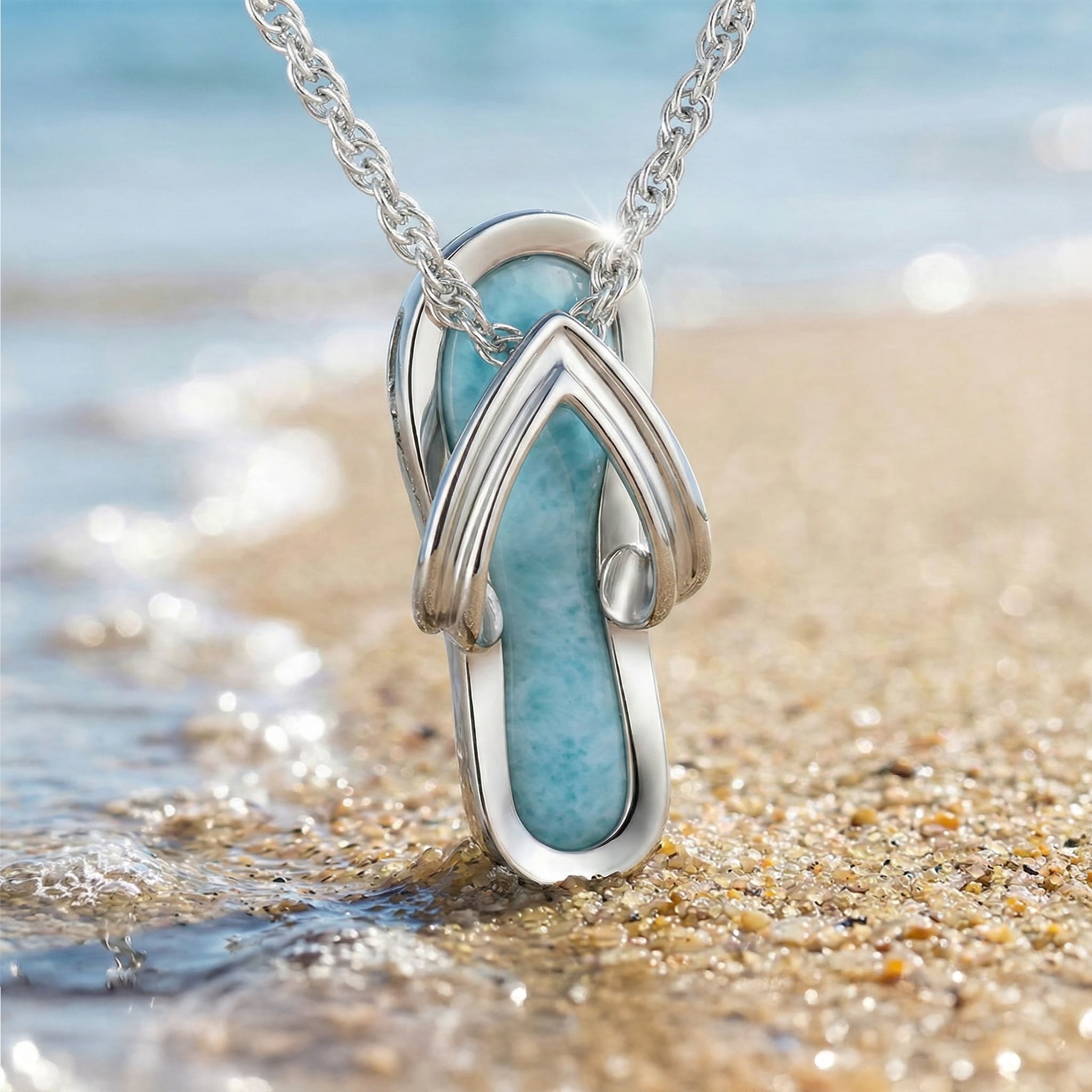 Flip Flop Necklace on beach sand