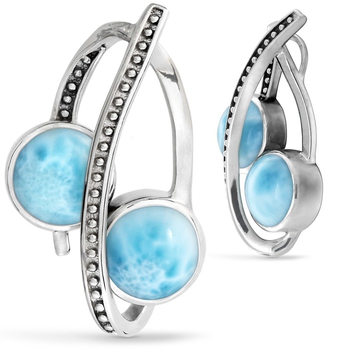 Larimar Sterling Silver Indigo Pendant Necklace Marahlago Jewelry round Gemstone 