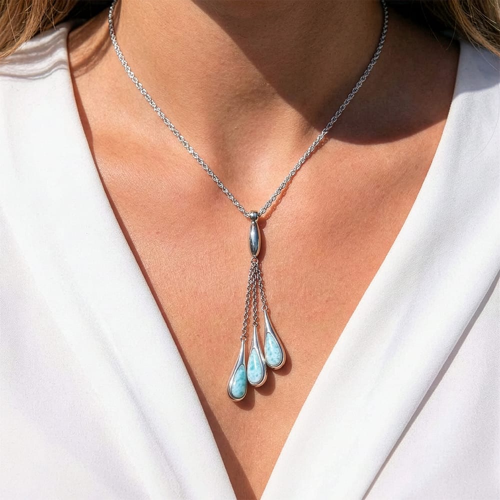 Larimar Sterling Silver Indra Pendant Necklace Marahlago Larimar Jewelry Gemstone 