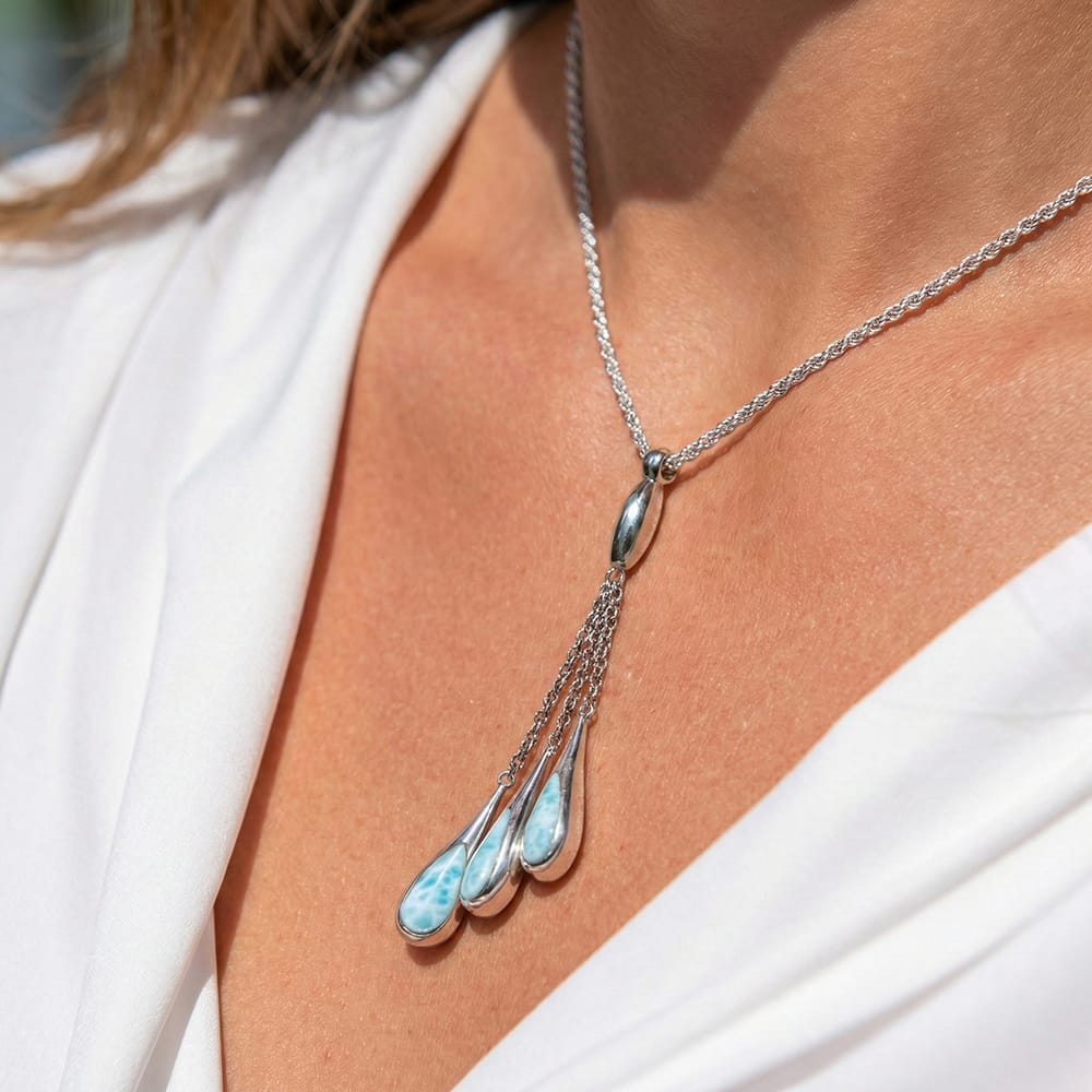 Larimar Sterling Silver Indra Pendant Necklace Marahlago Larimar Jewelry Gemstone 