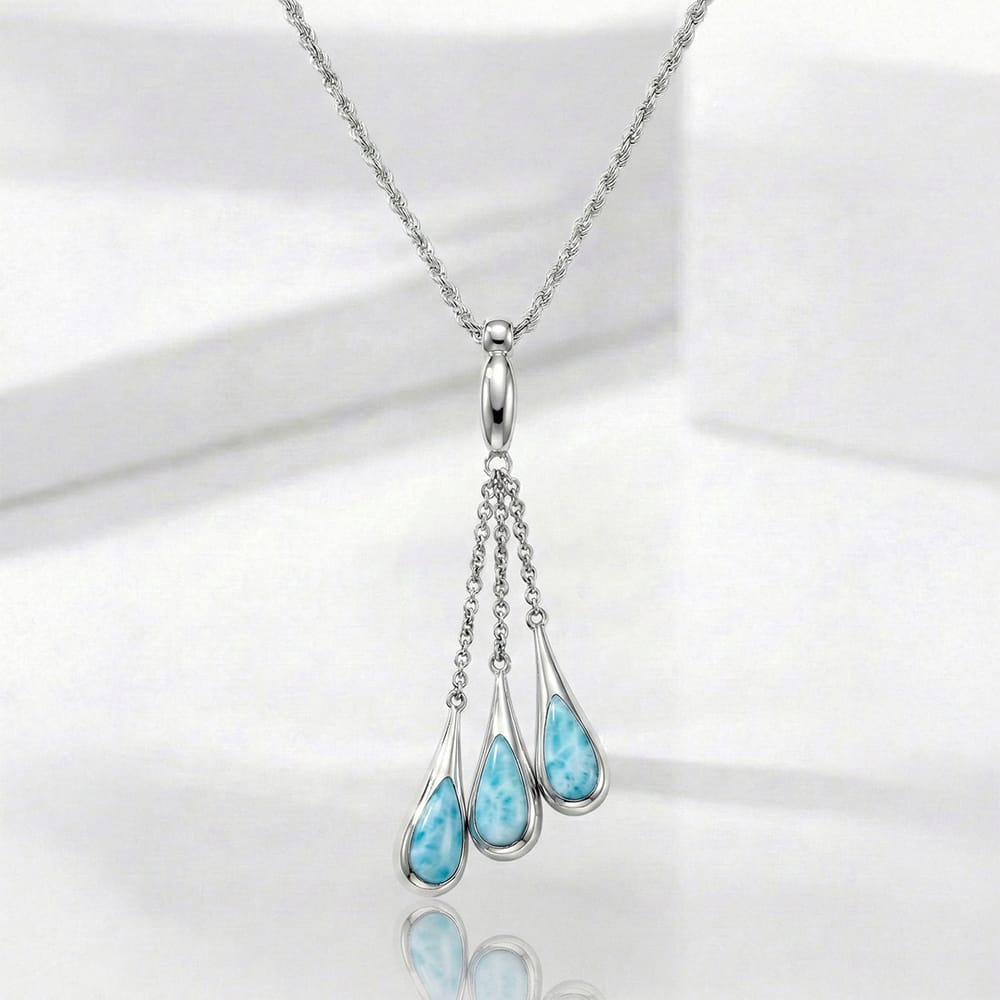 Larimar Sterling Silver Indra Pendant Necklace Marahlago Larimar Jewelry Gemstone 