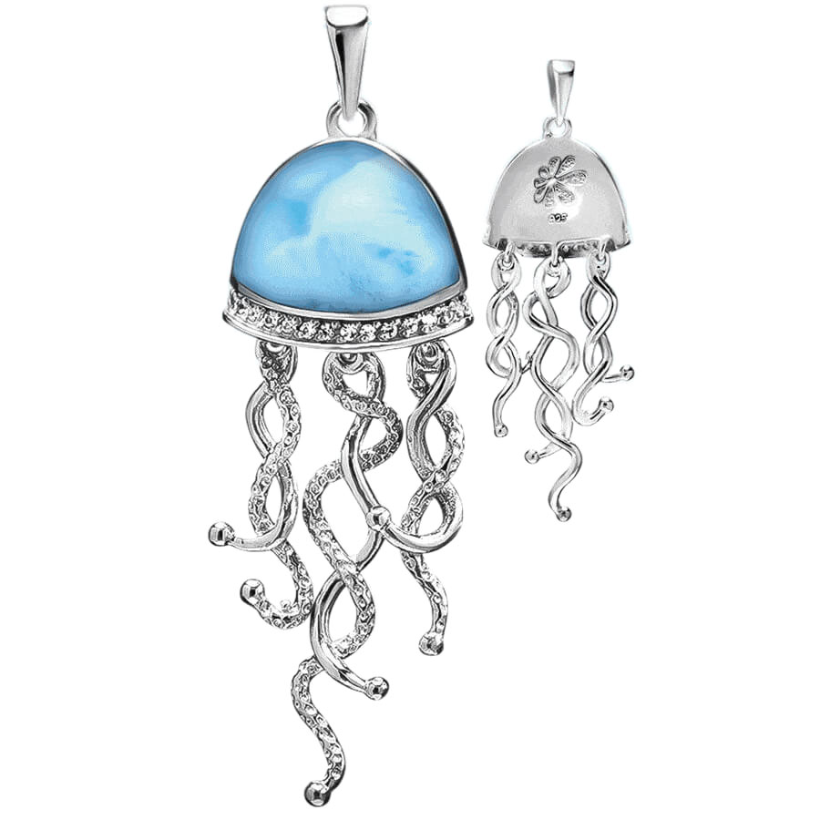 Jellyfish Necklace iwth Larimar Gemstone