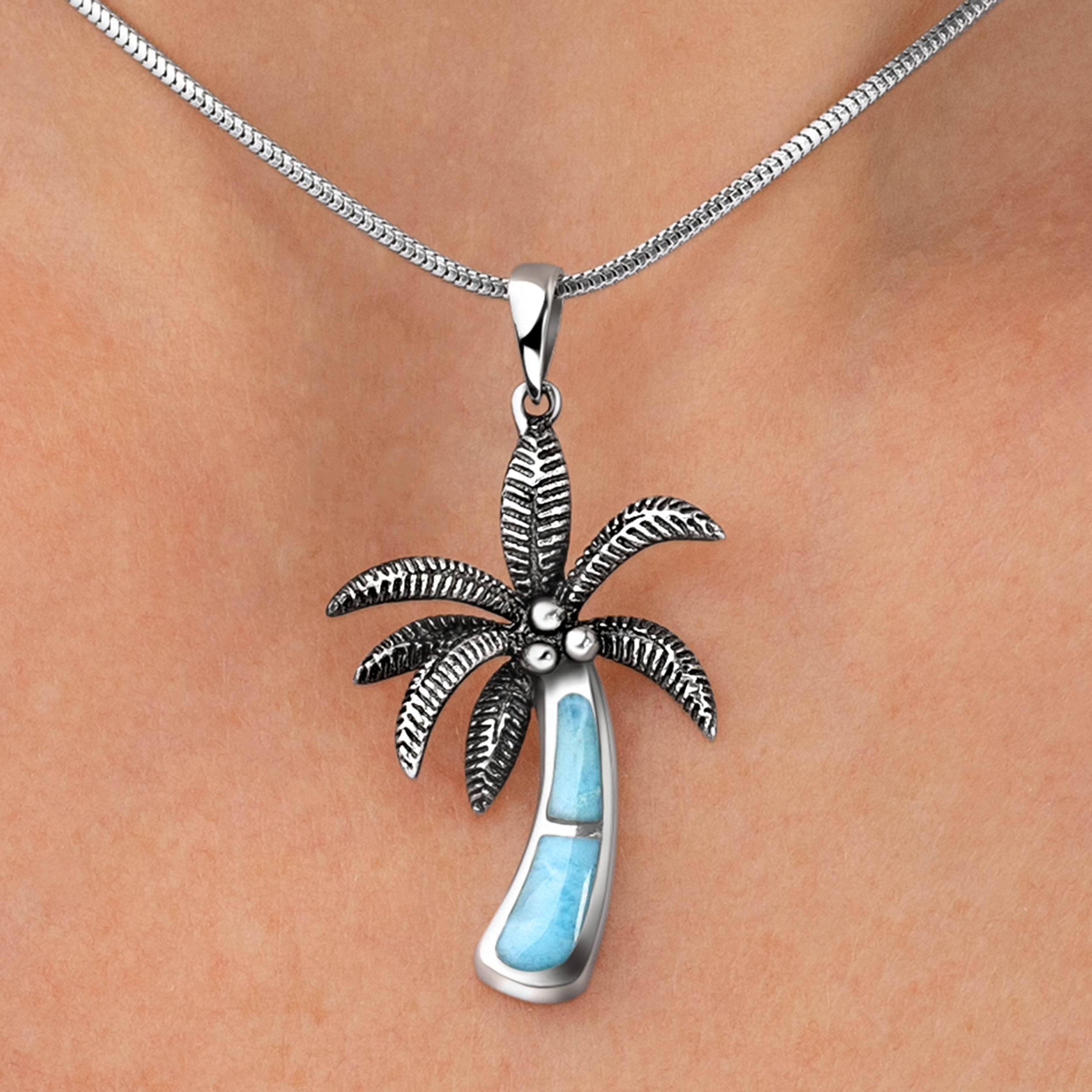 Palm Tree Pendant with larimar by marahlago