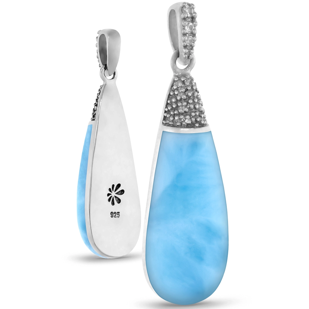 Larimar Sterling Silver Sapphire Elegant Necklace 