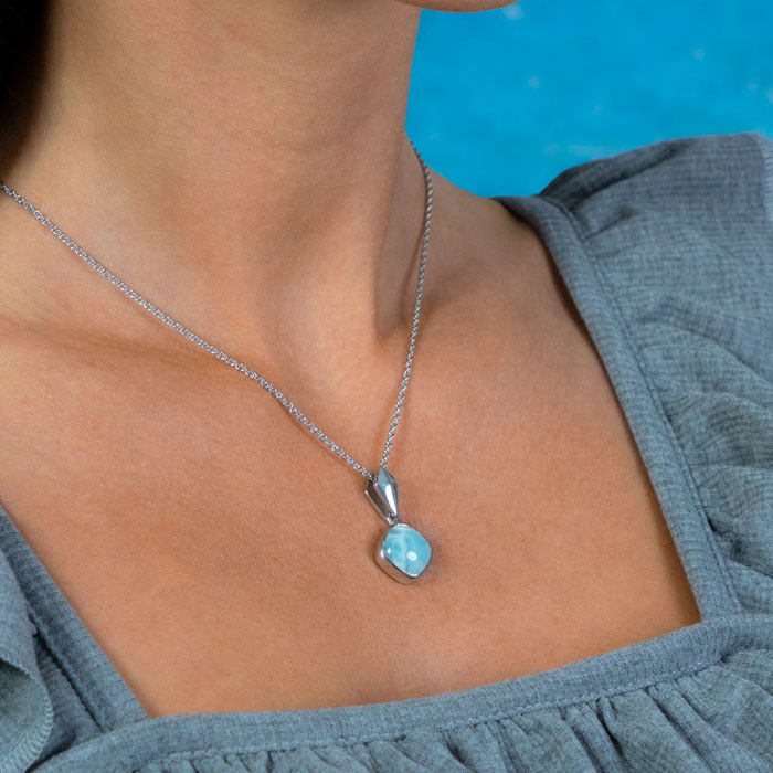Model wearing Blue Stone Necklace