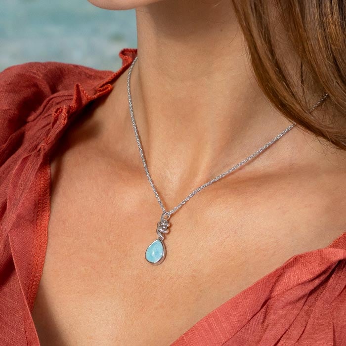 Model wearing Light blue Necklace