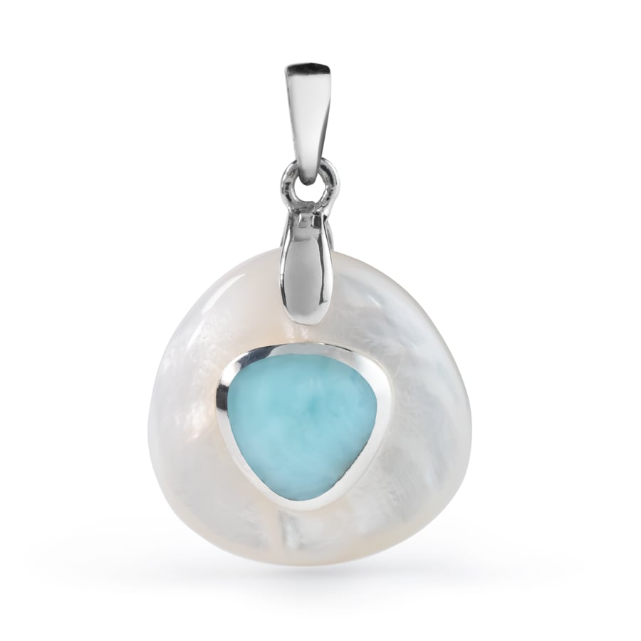 Mother of Pearl Pendant with larimar