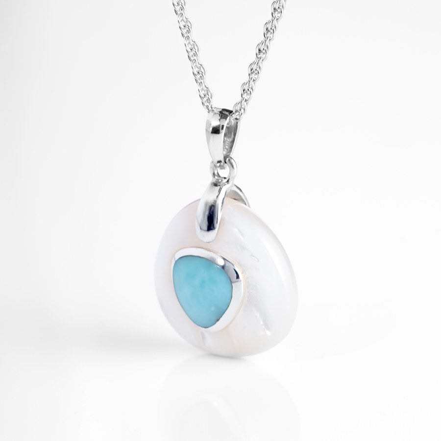 Mother of Pearl Pendant with larimar