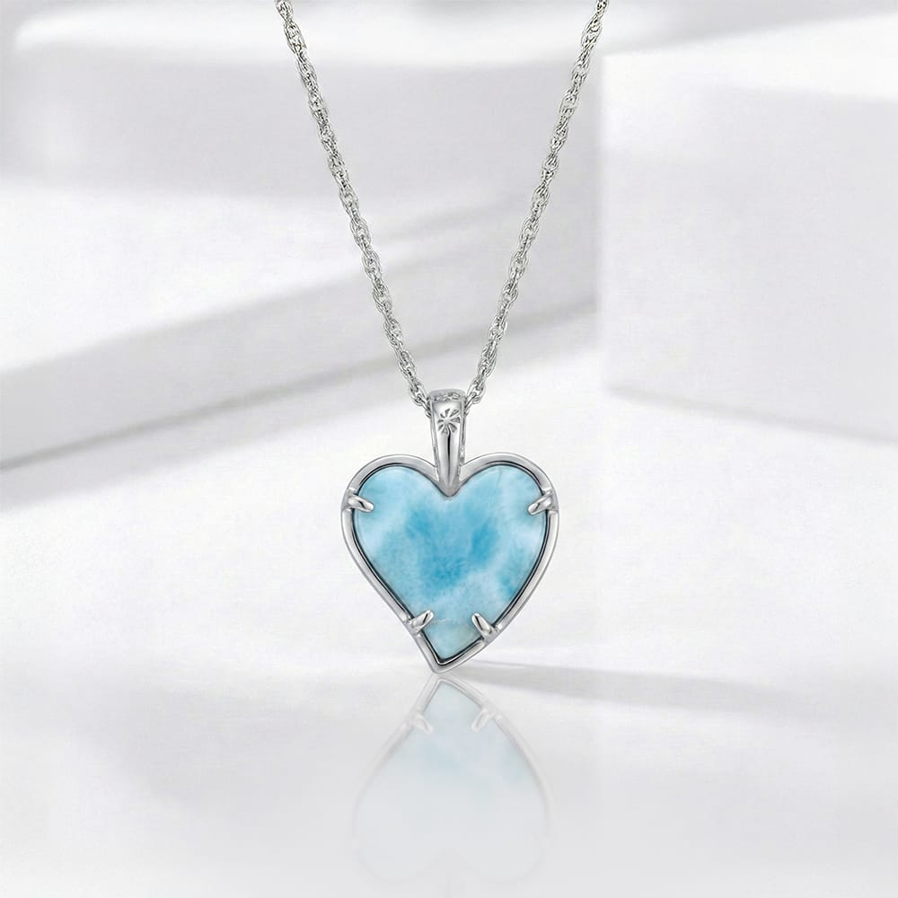 Blue Heart Necklace in sterling silver