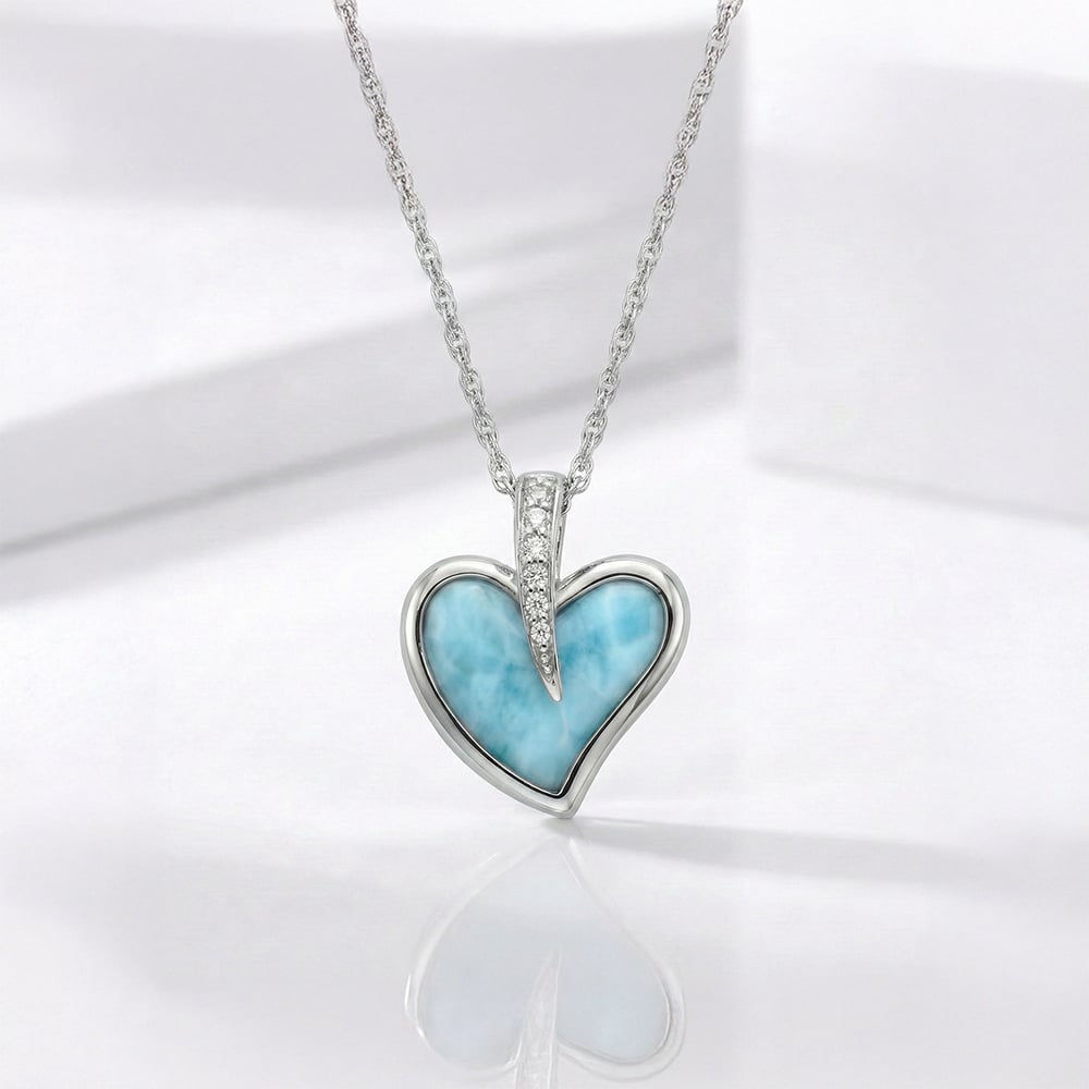 Blue Heart Necklace in sterling silver
