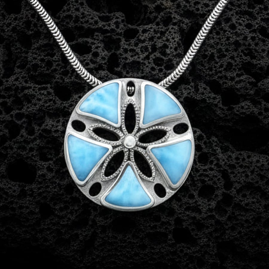 Sand Dollar Pendant on Lava Rock