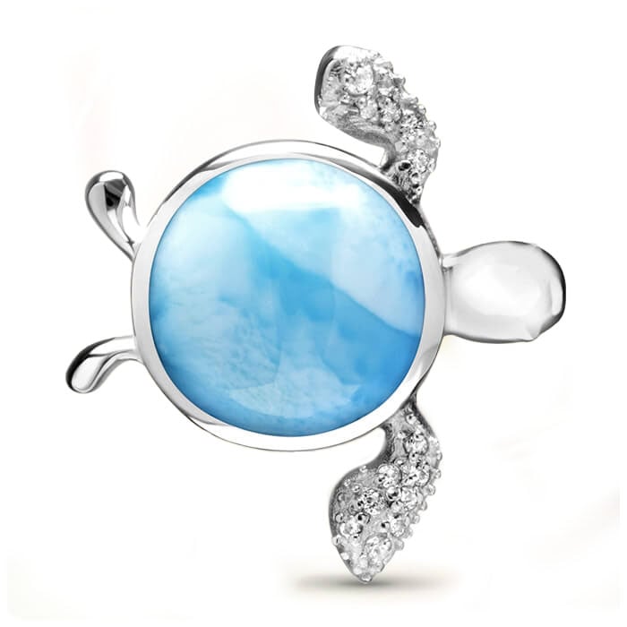 Sea Turtle Necklace with Larimar