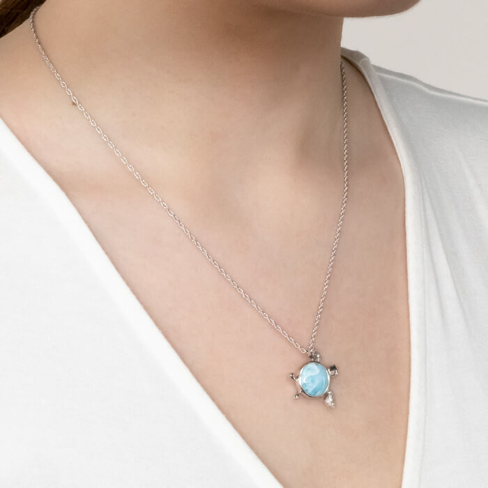 marahlago larimar Sapphire Sea Turtle Necklace jewelry