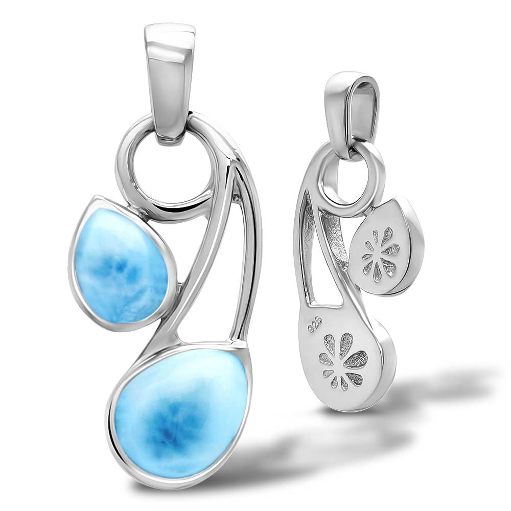 Larimar Sterling Silver Seduction Pendant Necklace Marahlago Jewelry pear Gemstone 