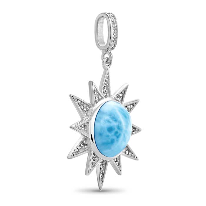 Sun Necklace with larimar and silver