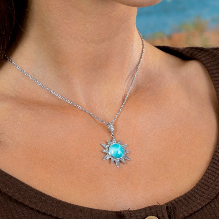 Sun Necklace with larimar