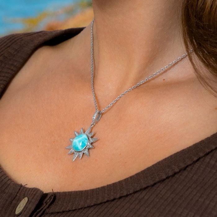 Sun Necklace with larimar