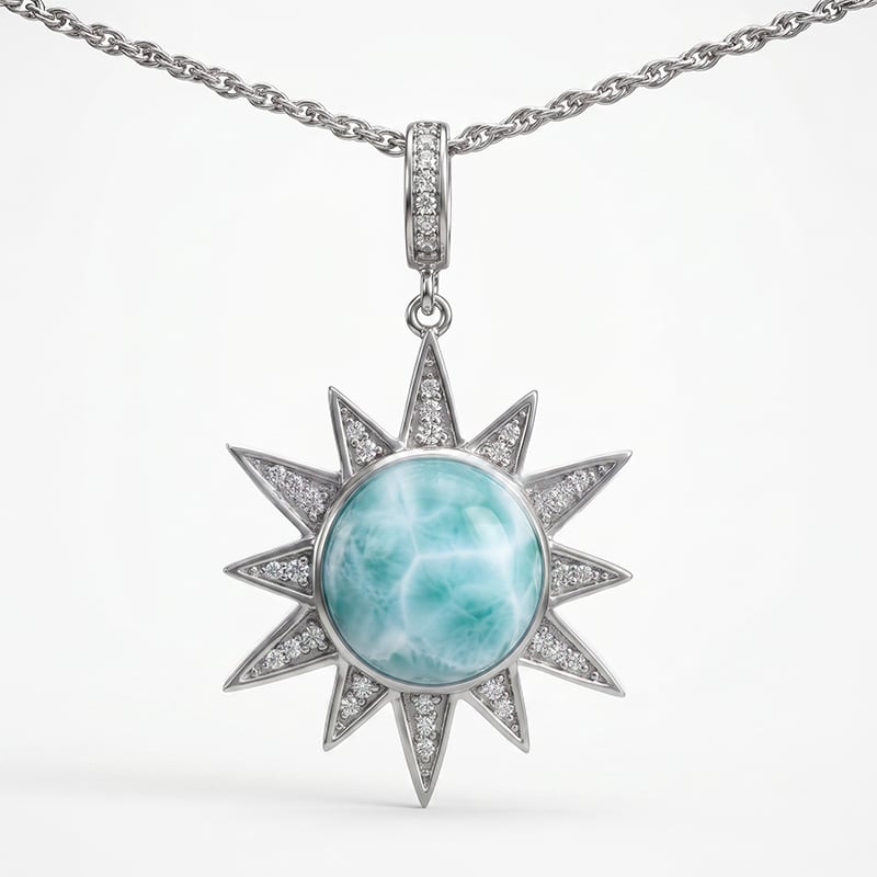 Sun Necklace with larimar