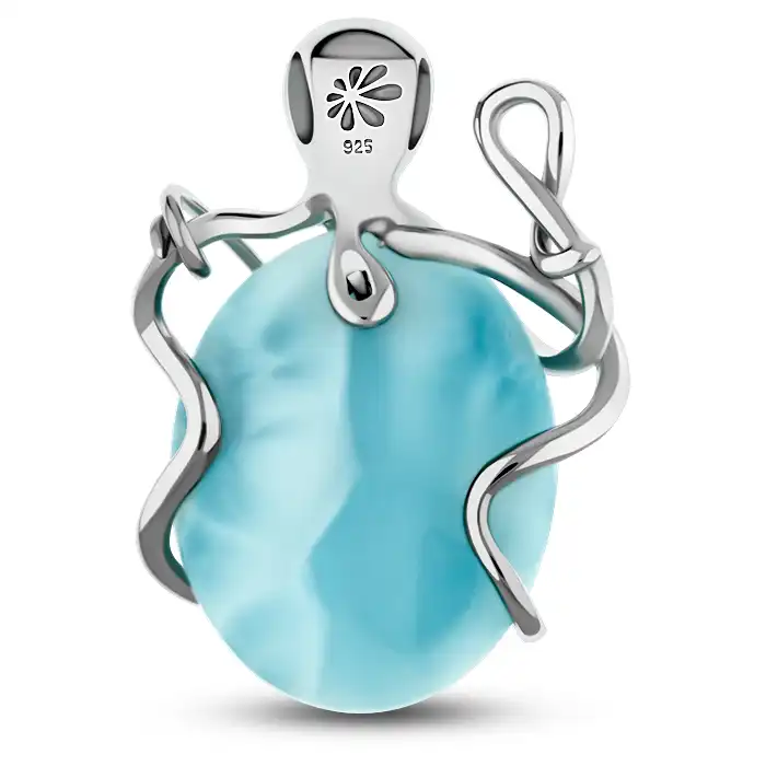 Octopus Necklace with larimar and Silver
