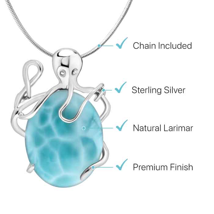 Octopus Necklace with larimar and Silver