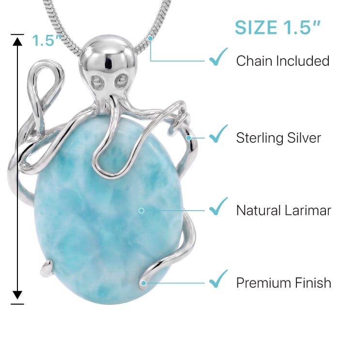 Octopus Necklace with larimar and Silver