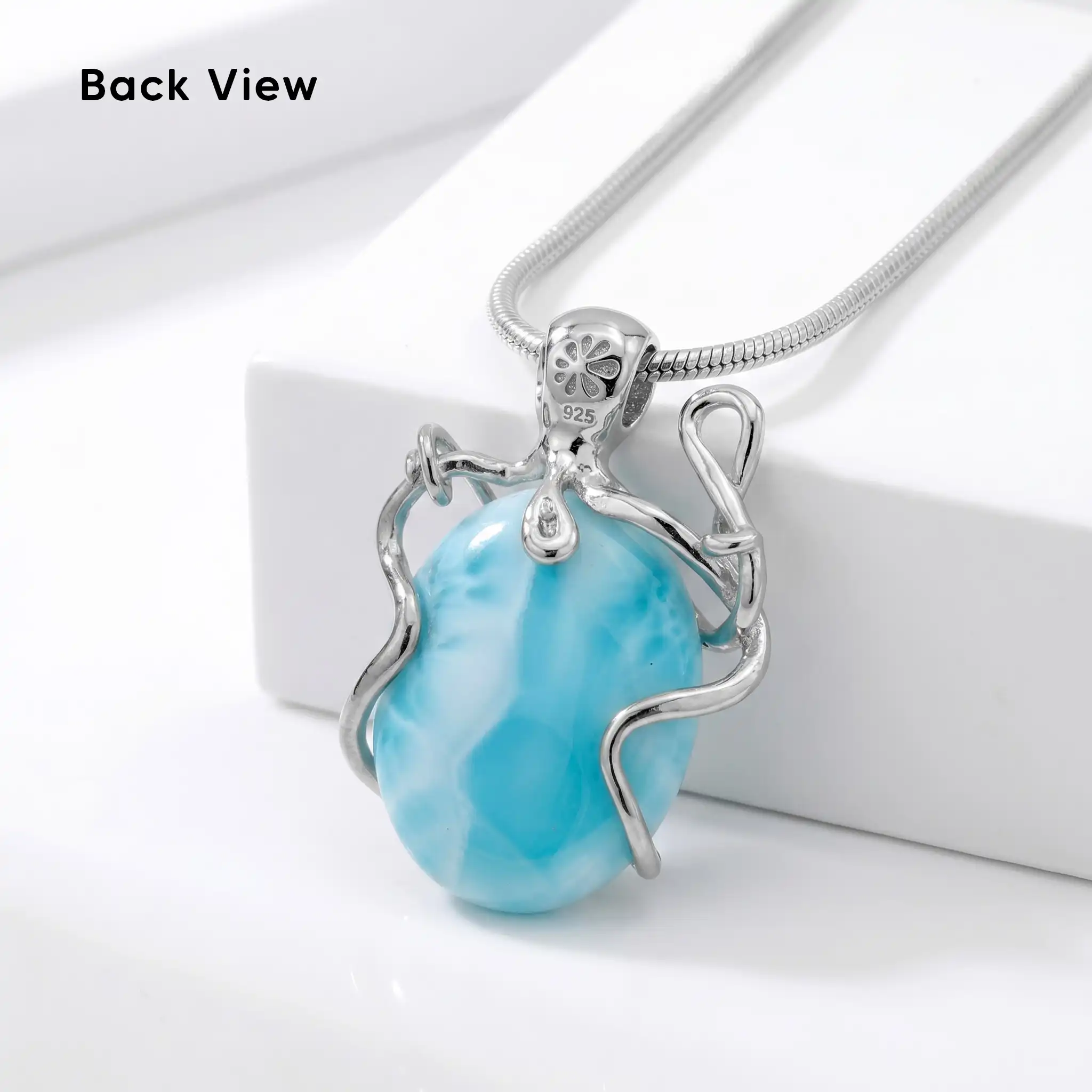 Octopus Necklace with larimar and Silver