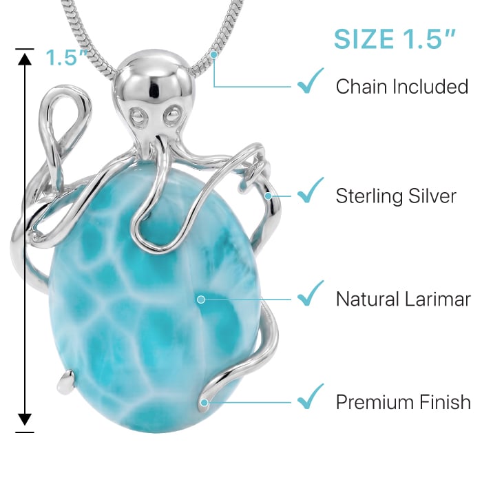 Octopus Necklace with larimar and Silver