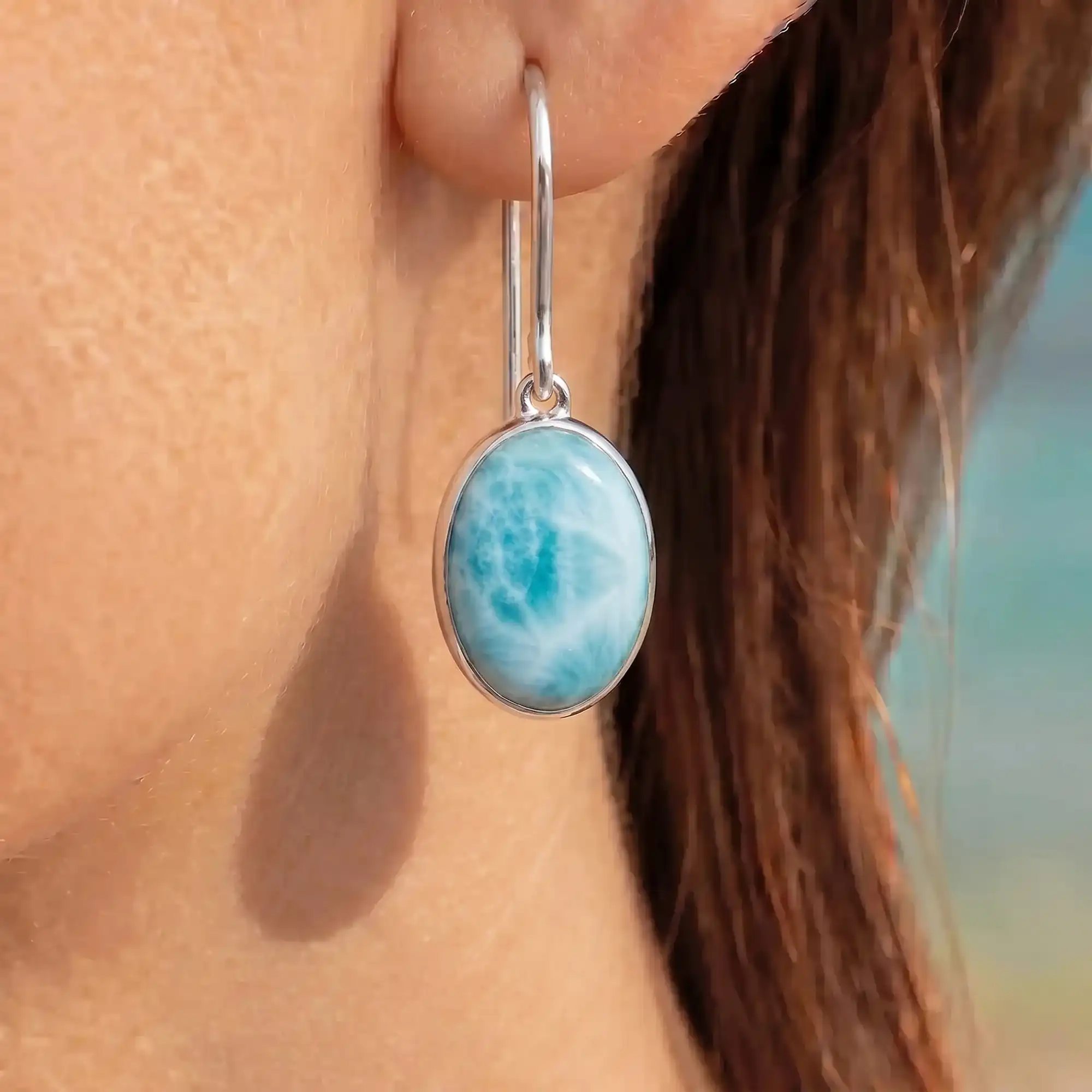 LARIMAR Oval Earrings